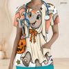 Women Plus Size V Neck Short Sleeve Scrub Top Cowboy Hat Pumpkin Sunflower Cactus Halloween Print Nurse Uniform Top