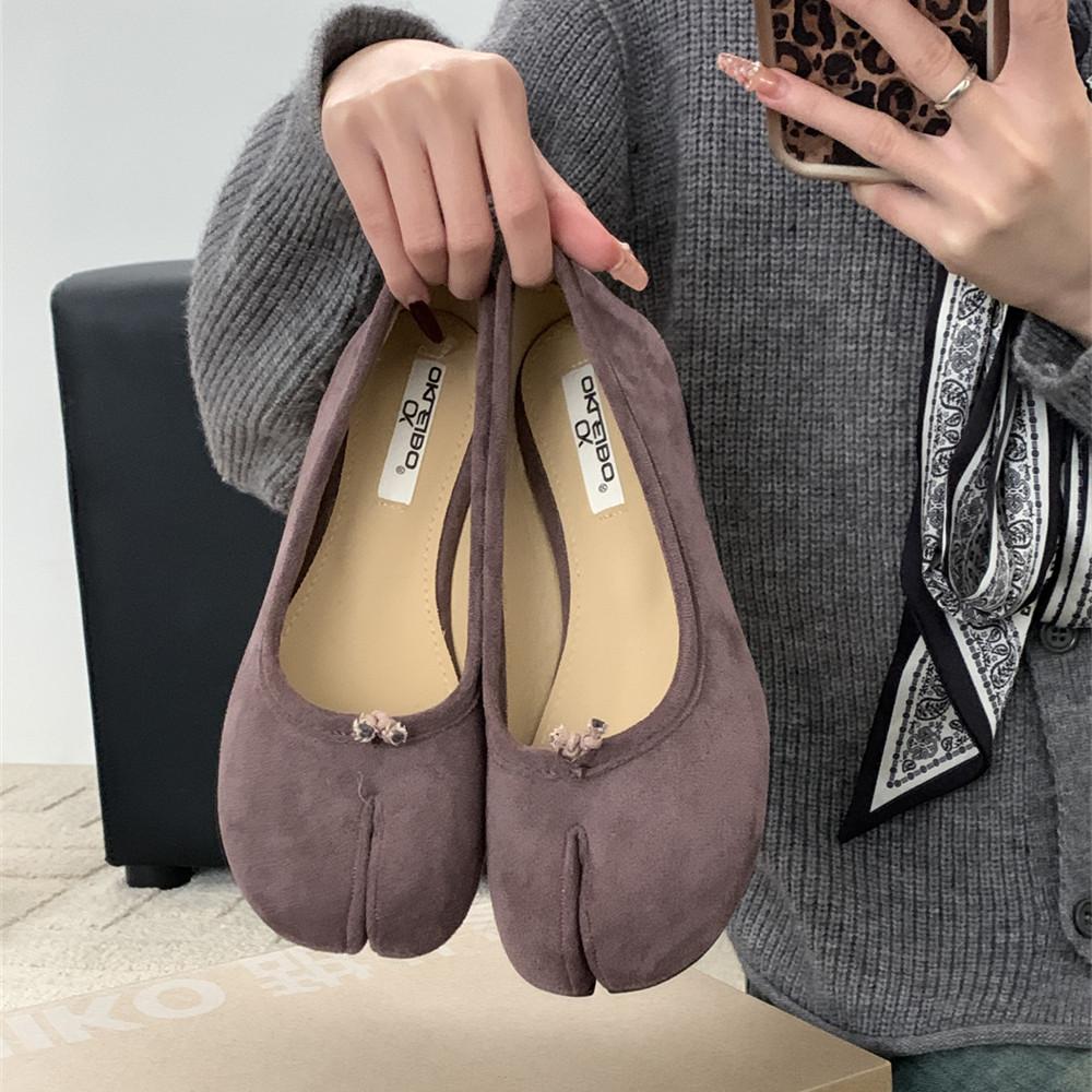 Fashion Bailamos 2024 New Women Split Toe Flats Tabi Ninja Shoes Slip On Microfiber Comfy Slippers Soft Bottom Loafers Ladies Moccasins
