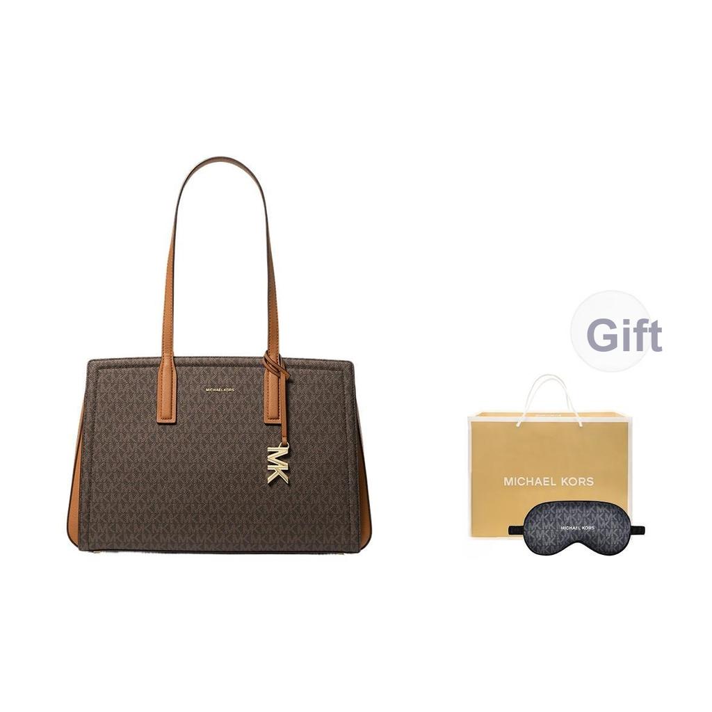Michael Kors Laila Logo Snap Closure Coated Canvas Shoulder Bag Medium Women shoulder bag Brown 30S5G9IT2B-252