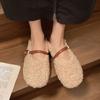 Gentle word with flat bottom velvet Mary Jane Doudou shoes fairy wind fluff shoes women wear 2025 autumn and winter new models