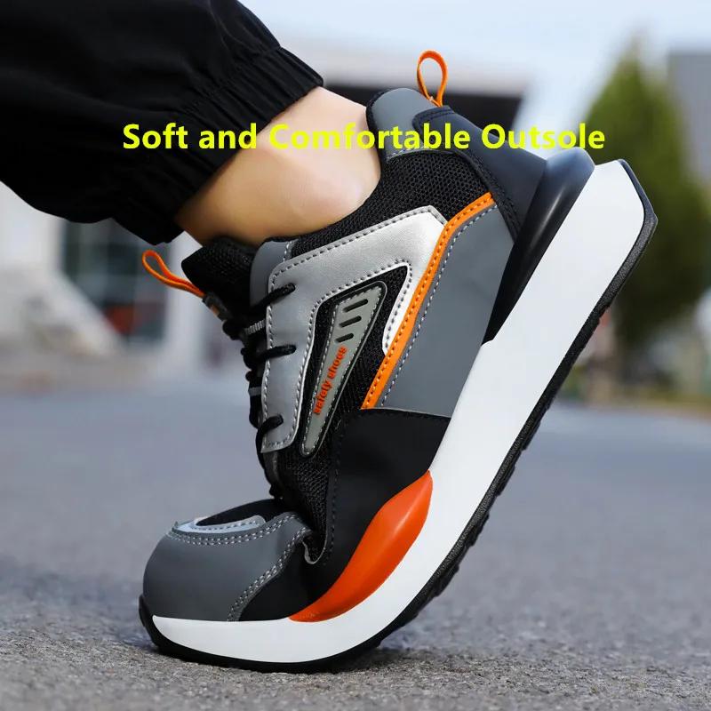 Light Safety Shoes for Men Industiral Anti-slip Work Shoes with Steel Toe Spring Autumn Construction Anti Puncture Work Boots