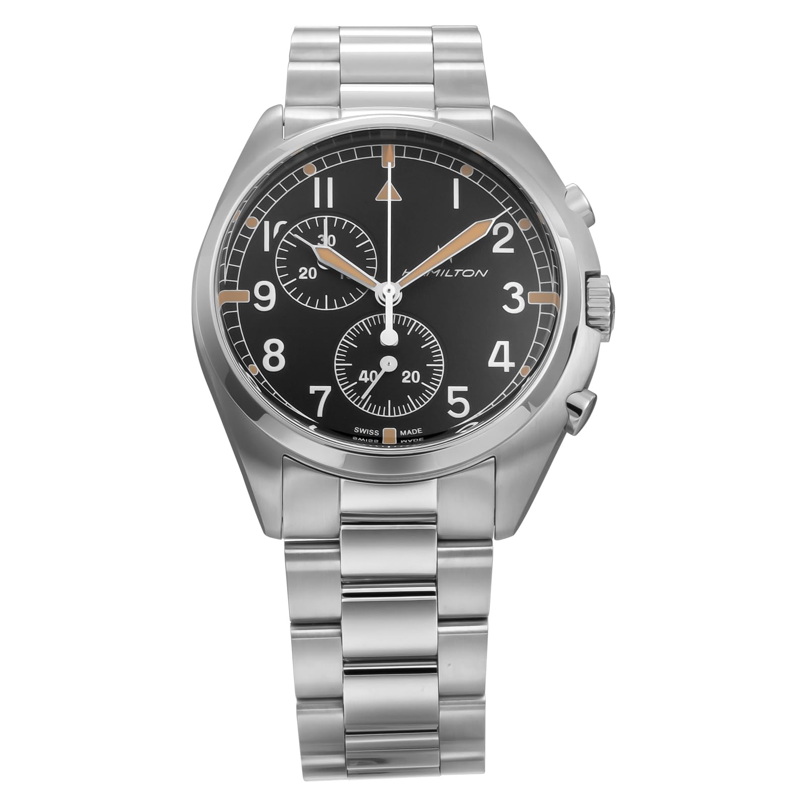 

Годинник Khaki Pilot Pioneer Chrono з чорним циферблатом, кварцовим 100M, водонепроникним хронографом з нержавіючої сталі H76522131 срібло [Hamilton] для чоловіків [елемент]