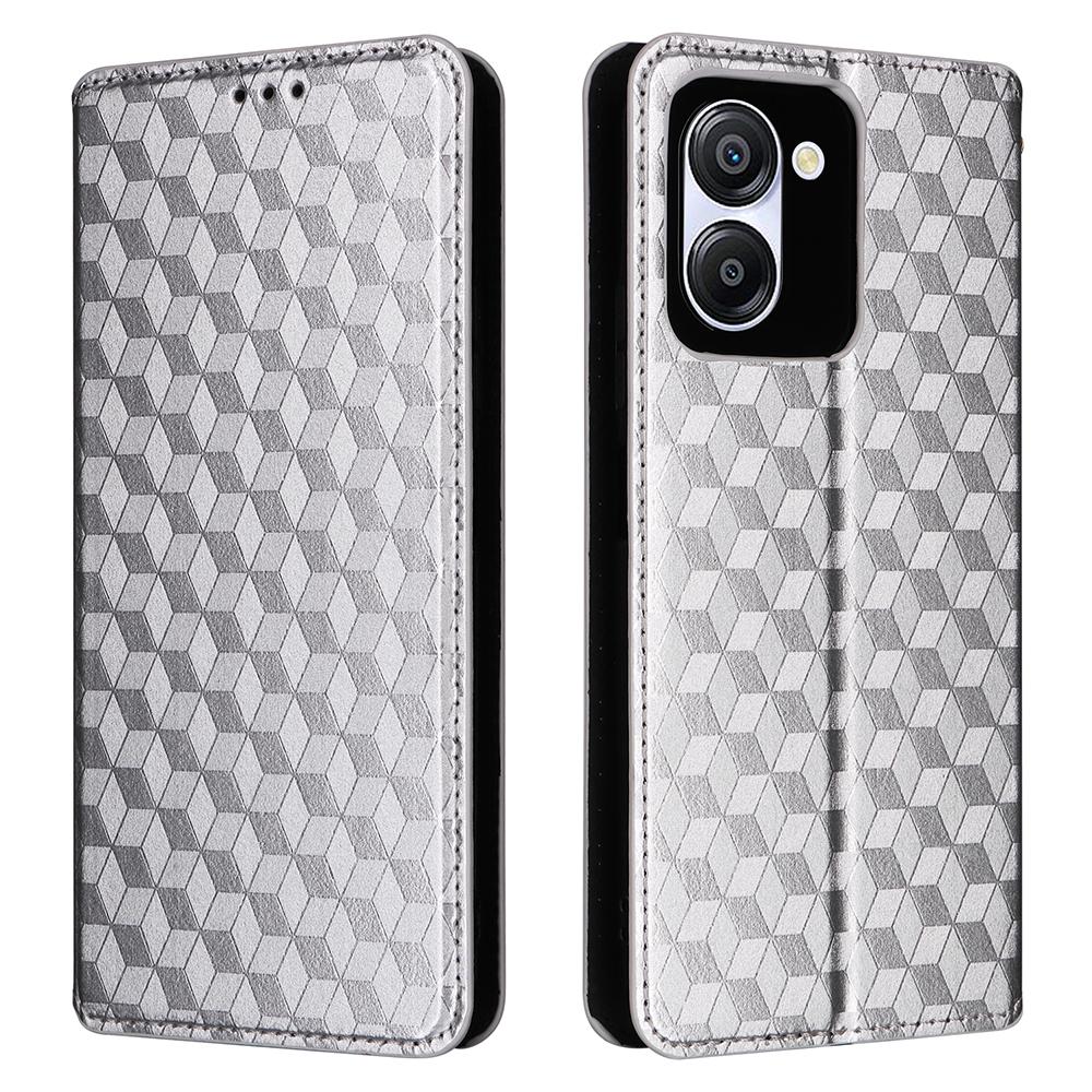For Blackview Color 8 Magnetic Closure Phone Case Rhombus Imprinted Wallet Card Holder Cover