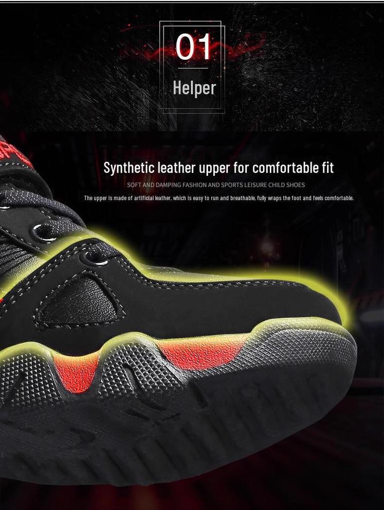 Boys' Winter Cotton Sports Shoes: Warm, Non-Slip, Velvet Lined for Medium & Large Children