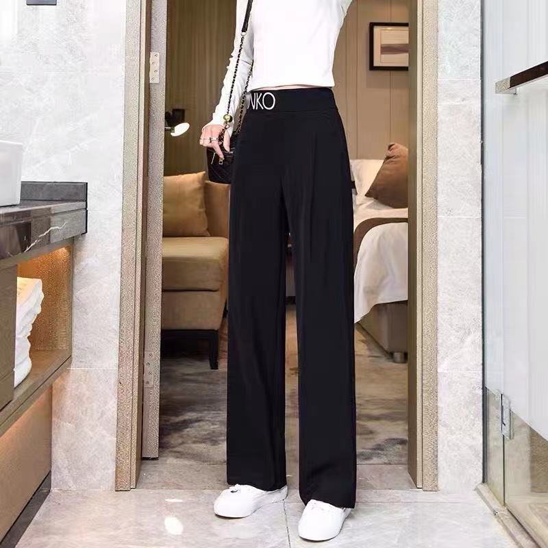 Ice Silk Wide-leg Pants for Women 2025 Spring Autumn New High-waisted Straight Loose Versatile Thin Casual Pants