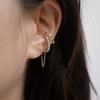 Fashion Double-layer Zircon Tassel Chain Cartilage Clip Earrings Women Gold Plated No Piercing Ear Cuff Luxury Wedding Jewelry