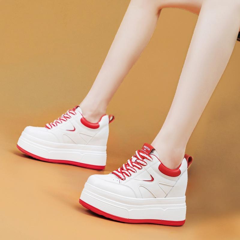 Autumn and winter women's shoes new muffin inner height increase white shoes short platform sports casual board shoes tide