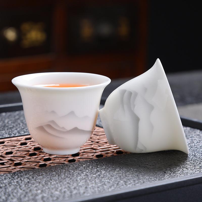 Ink suet jade kung fu tea set cover bowl travel set portable travel tea set portable outdoor tea