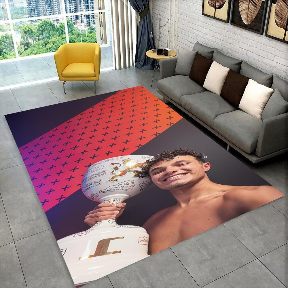 Tappeto Area 3D Lando Norris F1 Racer, Tappeto per Soggiorno Camera da Letto Divano Zerbino Decorazione, Tappetino Antiscivolo per Giochi Bambini Regalo