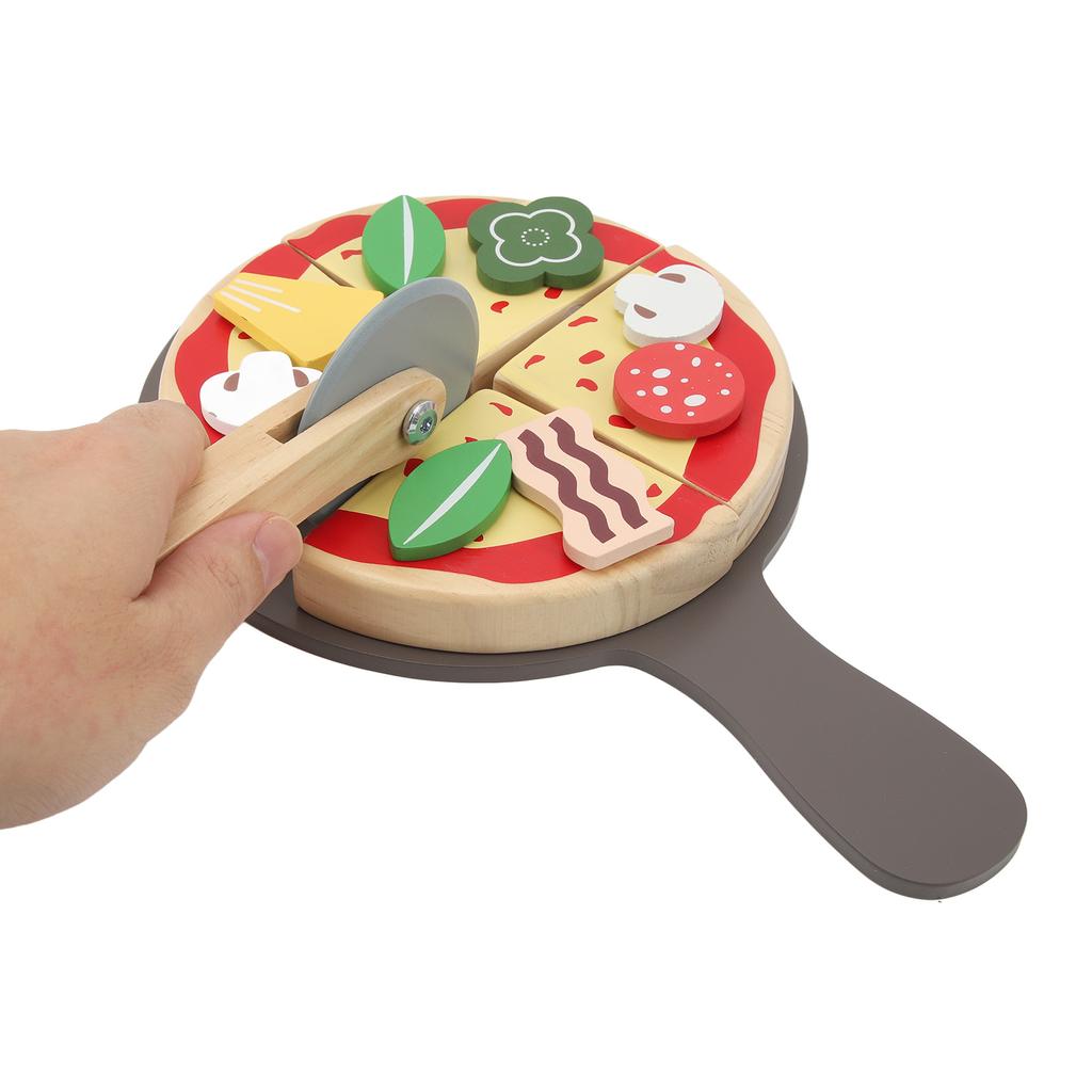 Pizza Play Food Toy Wooden Educational High Simulation Pizza Toy Set for Kids Children