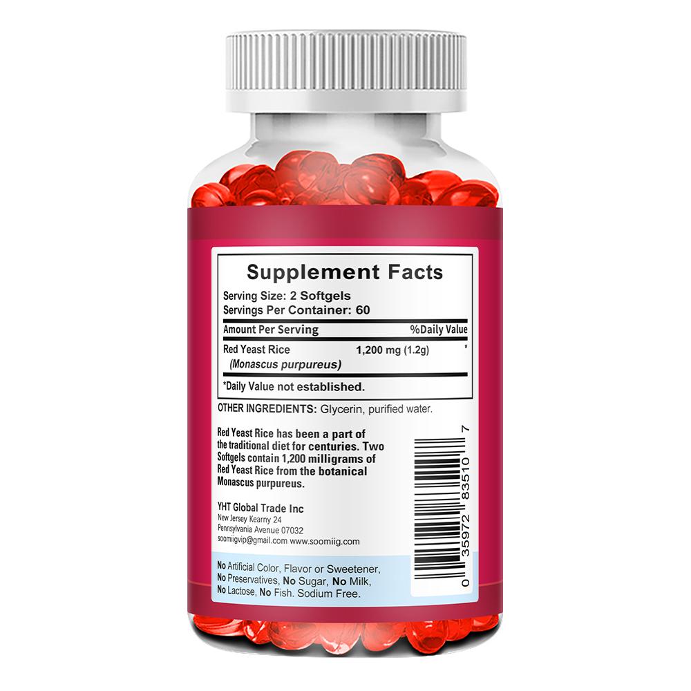 Roter Hefereis 1.200 mg Nahrungsergänzungsmittel, 120 Kapseln pro Flasche