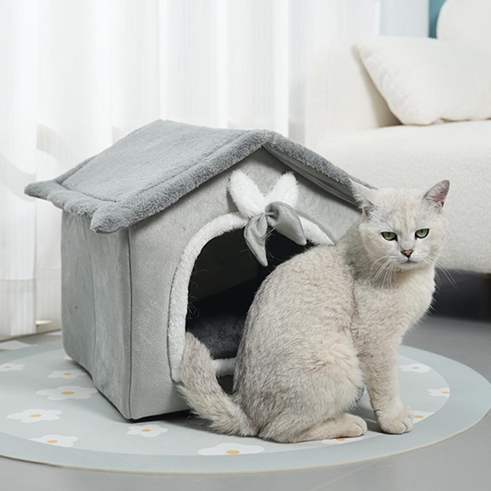 1PC Cat'S Nest House Type Winter Warm Small Dog Rabbit Nest Four Seasons General Purpose Can Be Disassembled And Washed Pet Nest