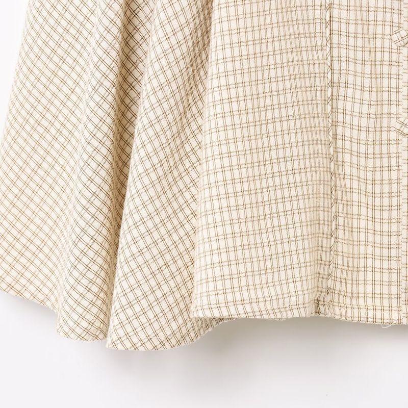 Kaslead New Women clothes Western Style Fashion Simple Neck Collar Plaid Dress 5107303