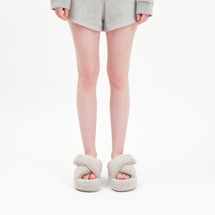 Fleece and thickened cross-haired slippers for women's outer wear 2025 autumn and winter new thick-soled one-pedal casual cotton shoes women's shoes