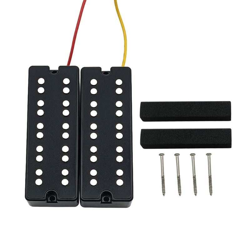 Electric Bass Pickup Set with Double Magnet Row For Thick Growly Sound and Noise Reduction, 5 Strings Bass Pickup Set