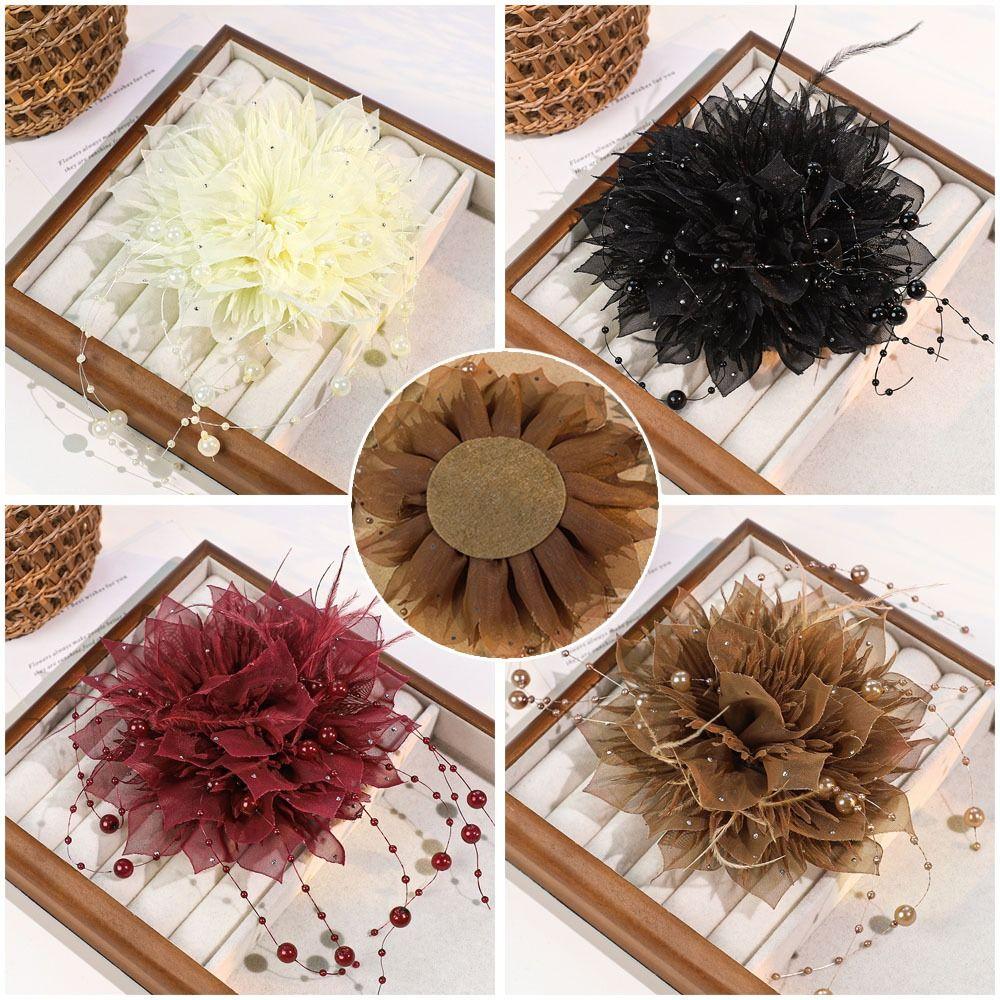 Fashion Pearl 3D Organza Flower Patch Hand-made Multi-layer Studded Patch Handmade Flower DIY Sewing Decals DIY Crafts