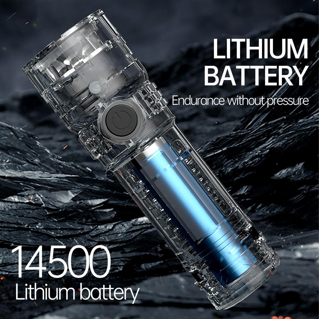 Portable   LED Flashlight Re able LED Light High Clear Floodlight Lightweight Type C Charging Super Bright   Flashlight