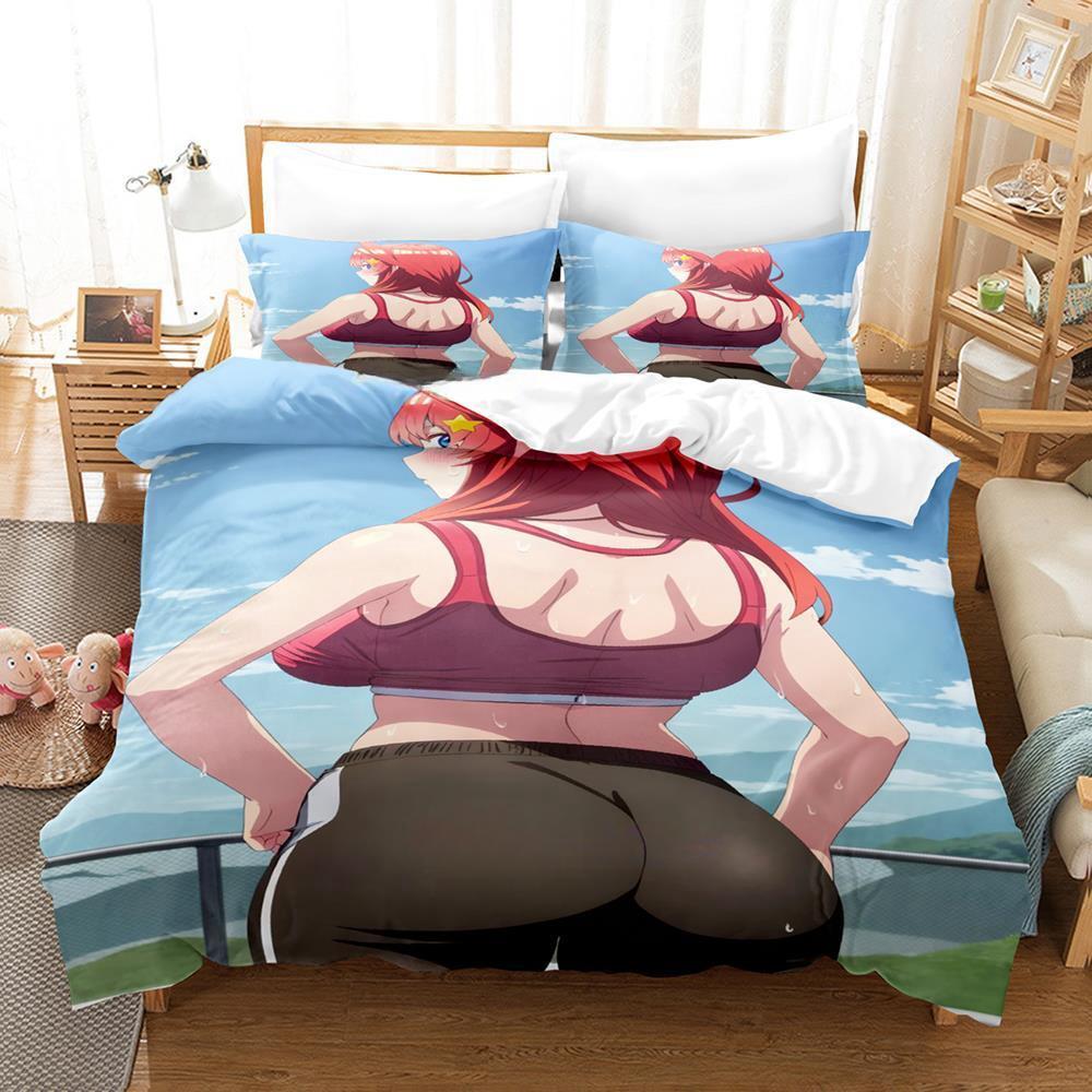 New Sexy Lactating Girl, Young Woman Large Chest Bedding Set Anime Three-piece Set Adult Kid Bedroom Duvetcover Sets Personality