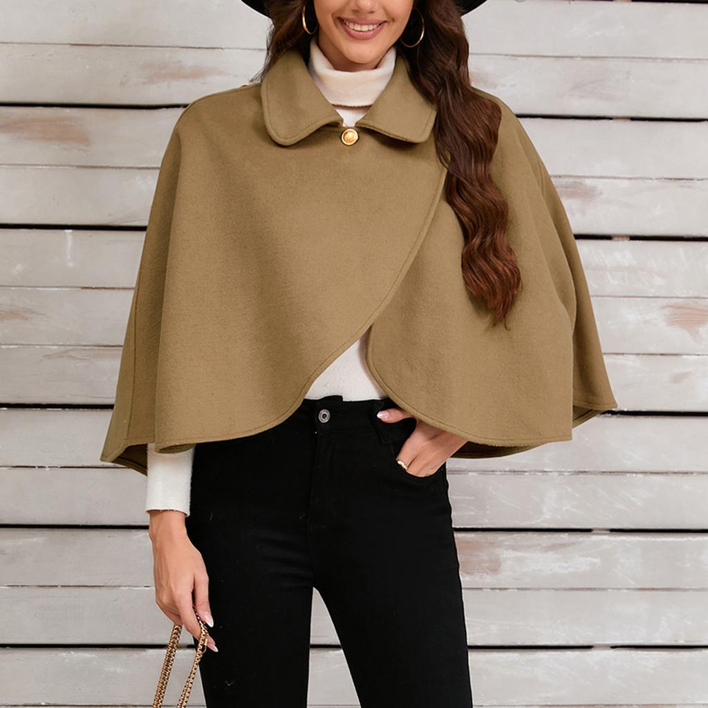 Women's Fashion Wool Tweed Jacket Short Versatile Cape Shawl