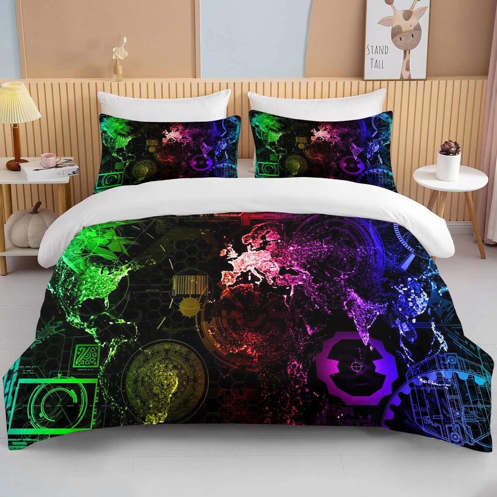 10 Sizes Beautiful Gamepad Patterned Bed Set Of Three  King Size Double Bed Bedding Set Microfiber Or Polyester Duvet Cover Set