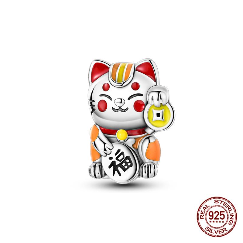 Originale Eulenperlen, 100 % Kupfer, Glückskatzen-Elefanten-Anhänger, passend für Originalarmbänder, DIY-Schmuckherstellung, Geschenk für Frauen