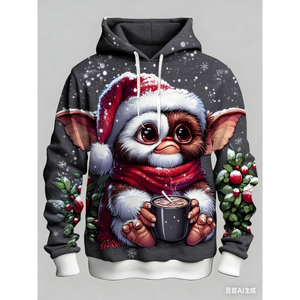 

Christmas snowflake monster pattern men s hoodie S