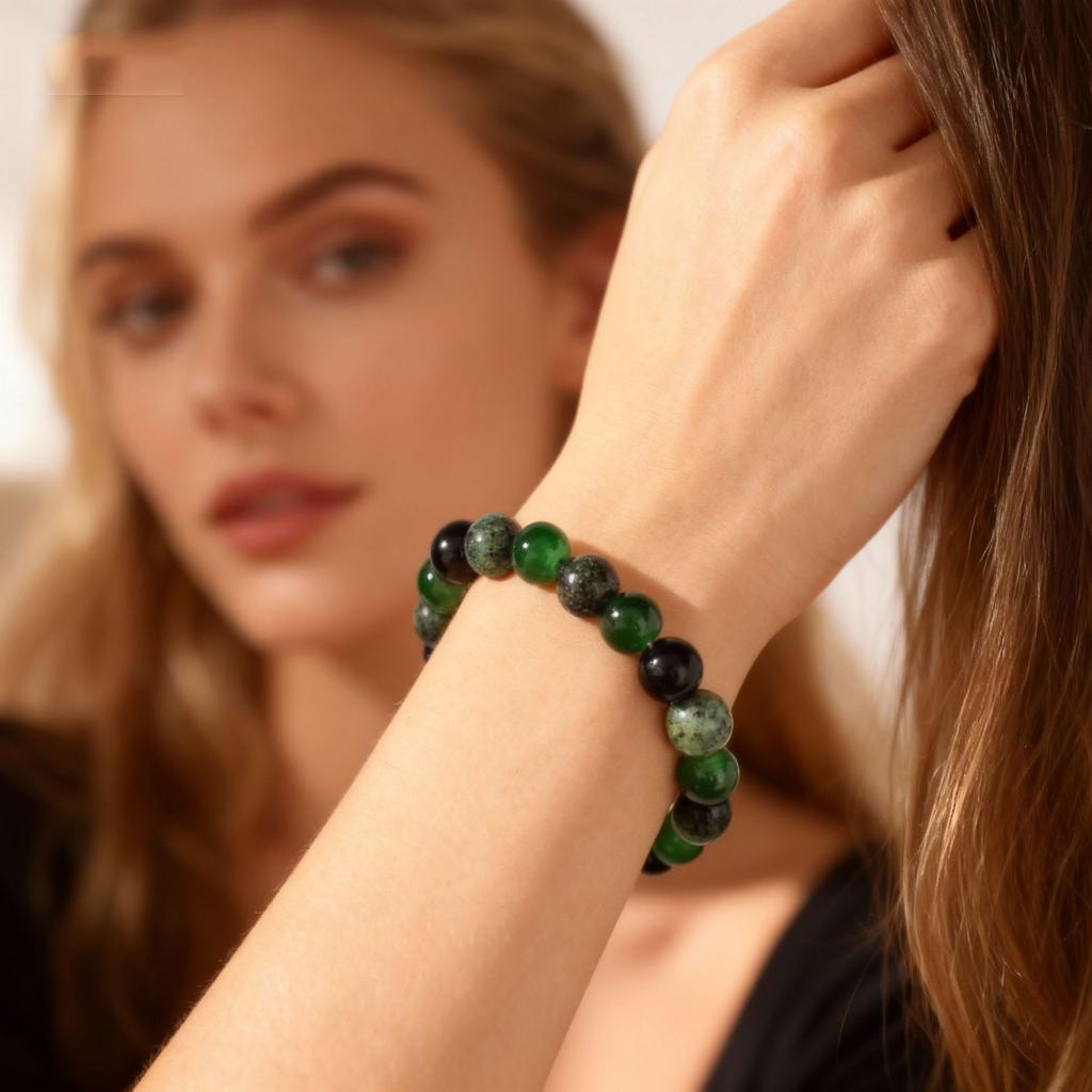 Festive Gifts Green Agate African Turquoise Black Onyx Beaded Bracelet Natural Fashion Jewelry For Men Women Daily Wear Gift