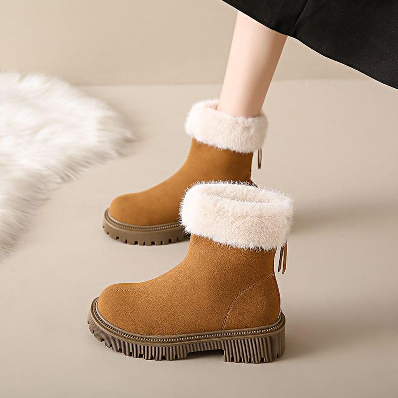 Large Size Warm Ladies Shoes Round Toe Platform Winter Women's Snow Boots on Offer Furry Footwear Comfortable and Elegant Ankle