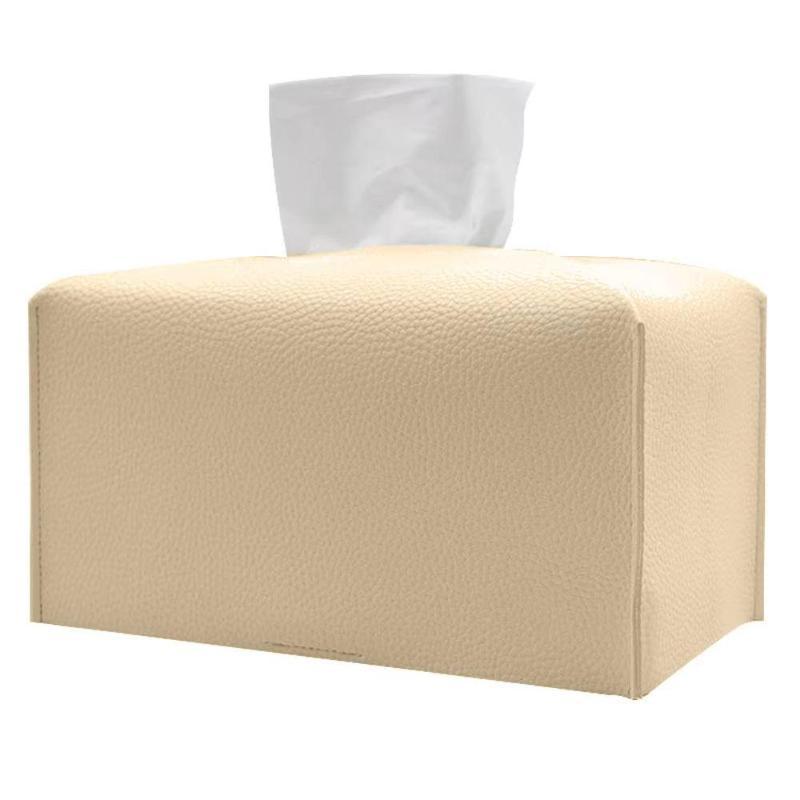 Tissue Box Cover Refined Pu Leather Foldable Tissue Box Holder - Decorative Holder/Organizer For Bathroom Vanity Countertop