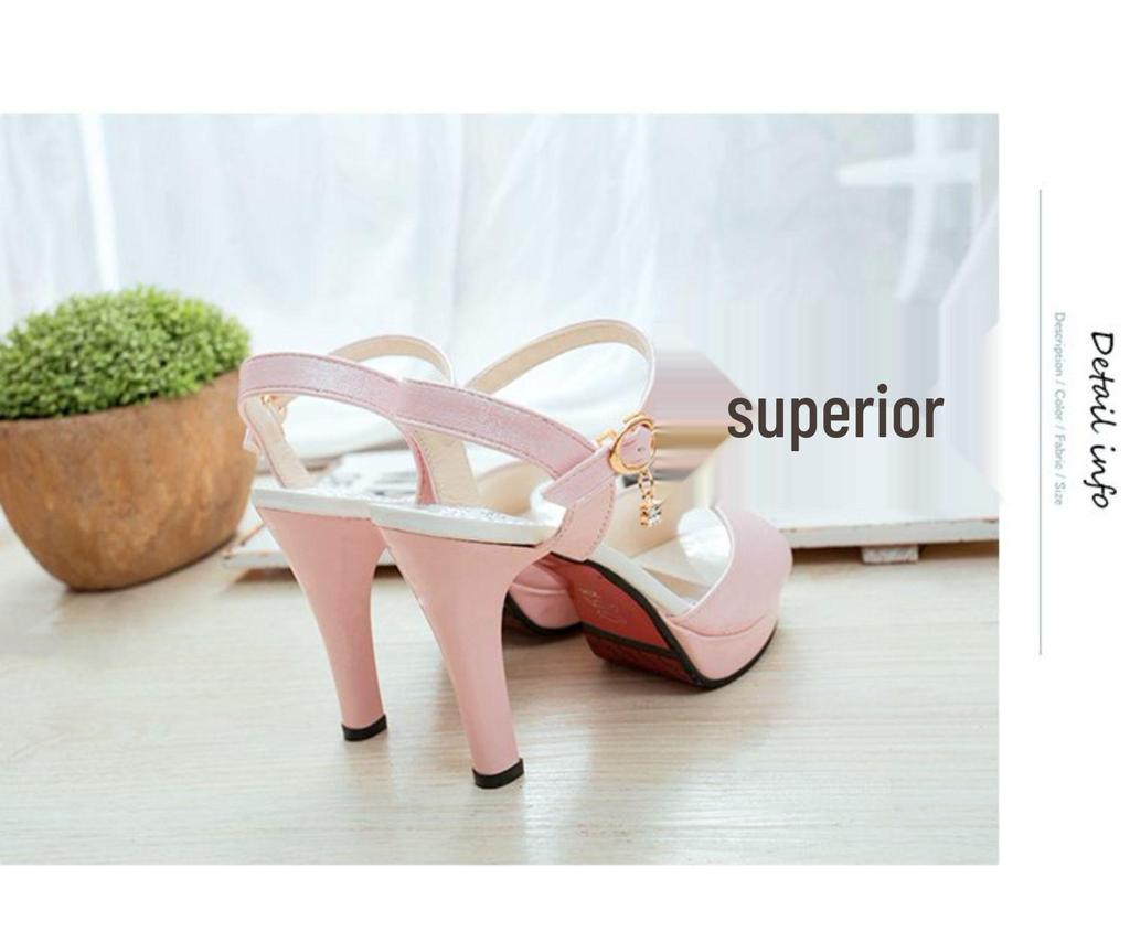 Korean Style Women's Peep-Toe Sandals, Summer 2026 - Versatile High Heels with Single Strap and Waterproof Platform