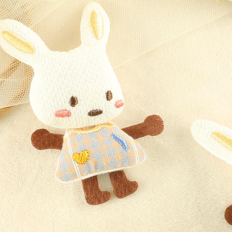 Computer Embroidery Label Decorative Jewelry Doll Rabbit Three-Dimensional Patch Sticker Clothing Accessories Diy Hand-Embroidered Cloth Label
