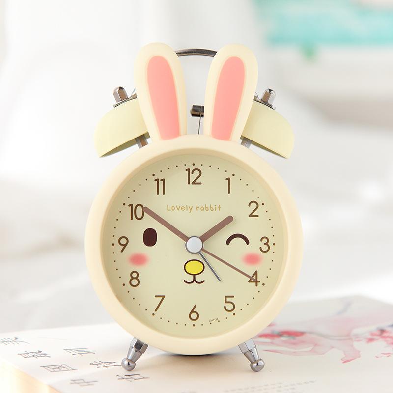 Ringtone Sounds Loudly Children's Bedside Luminous and Silently Cartoon Frosted Rabbit Ringing Alarm Clock When Walking on The Bedside
