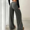 Sporty Style Ladies Casual Wide Leg Pants Elastic Waistband Loose Medium Stretch Fabric Machine Washable Ankle Pants
