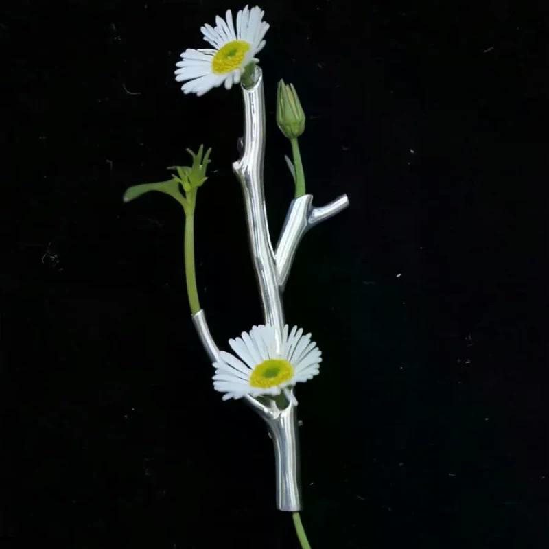 Creative Branch-Shaped Flower Insert Brooch Jewelry DIY Clothing Corsage Metal Branch Pins For Brooches With Insert Flowers