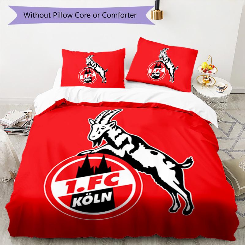FC K?ln Pattern Bedding,Quilt Set Quilt Cover Pillowcase Home Birthday Gift (1*duvet cover+2*pillowcase,without core)