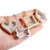 1pcs Alloy Pendant Magnet Locket Necklace Water Droplet Rectangle Heart Necklaces For Women Men DIY Photo Stainless Steel Chains