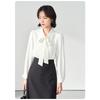 Spring and Autumn White Long Sleeve Chiffon Bow Shirt Women's Professional Formal Inner Top
