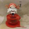 Solar-Powered God of Wealth Nodding Figurine - Car Console Ornament for New Year