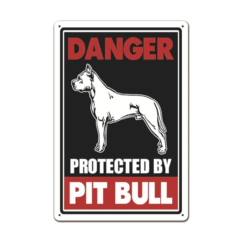 Dog Metal Tin Signs Vintage Poster Beware of Dog Retro Tin Plates Wall Stickers for Garden Family House Door Decoration