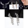 Luxurious Women Crystal Zircon Leaves Tassel Drop Dangle Earrings With A Classic Design