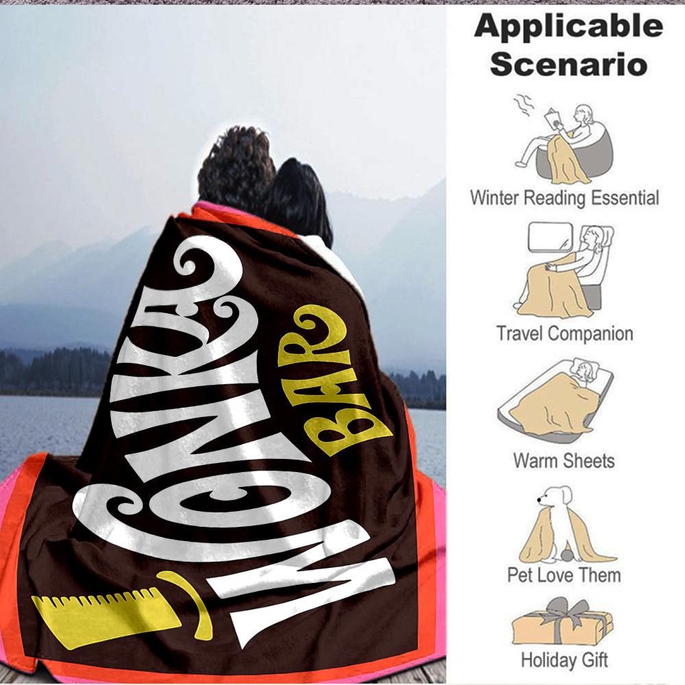 1pz Coperta in Flanella Cioccolato Wonka Morbida, Calda e Accogliente per Divano, Letto, Ufficio e Viaggio Versatile per Tutte le Stagioni Regalo, Regalo di Natale