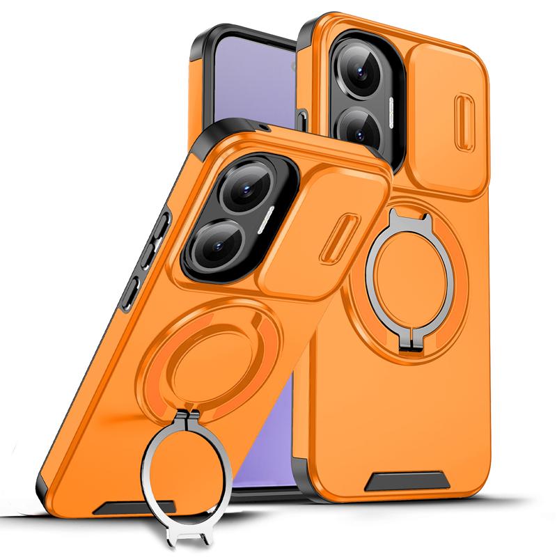 For Xiaomi POCO F7 Case Heavy Duty PC+TPU Ring Car Mount Magnetic Stand Slide Camera Cover for Redmi Turbo 4 Pro