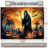 Party Backdrop Halloween Flat Banners Spooky Pumpkins Grim Reaper Ghostly House Celebration Photo Booth Front Door Decor