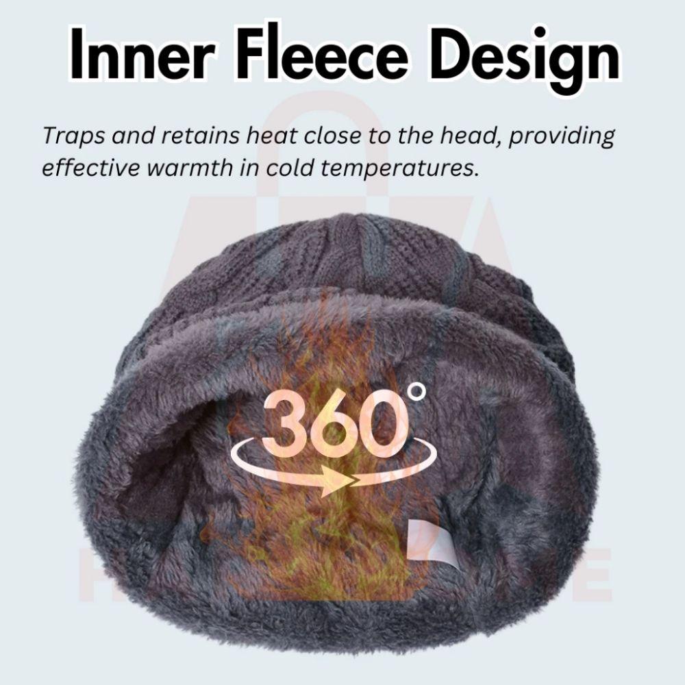 3pcs Solid Color Hat Scarf Gloves Set Warm Winter Beanie Hat Simple Thermal Knit Cap  Outdoor