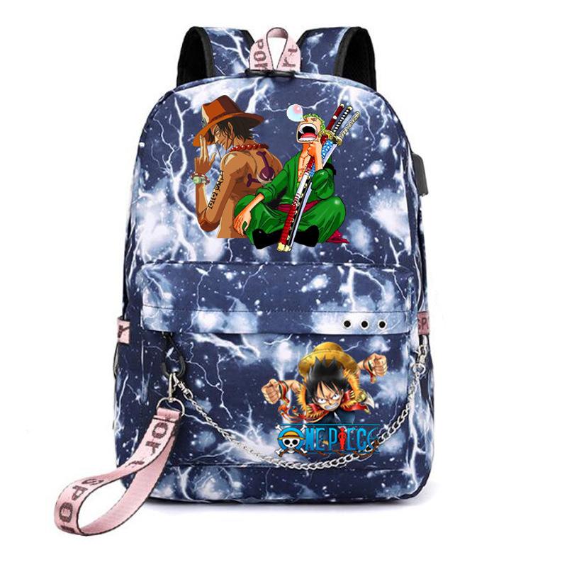 One Piece Print USB School Bag for Primary and Secondary School Students Men and Women Webbing Backpack