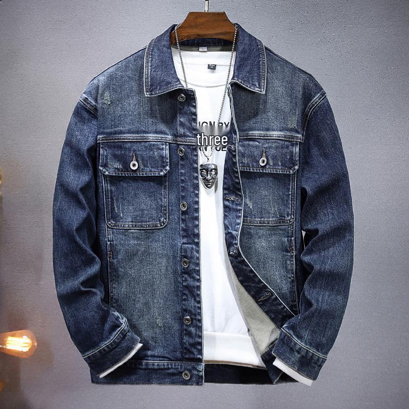 Autumn Collection: Men's Blue Stretch Denim Jacket – Simple and Stylish!