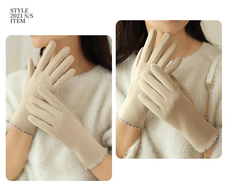 Women's Winter Velvet-Lined Cute Korean Style Touchscreen Gloves for Driving, Cycling, Skiing