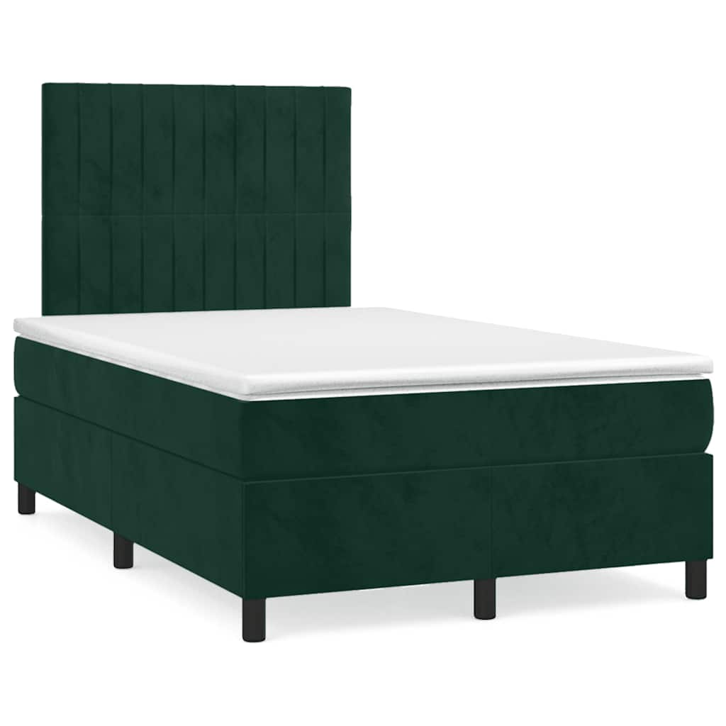 Box Spring Bed with Mattress Dark Green 120 x 200 cm Velvet