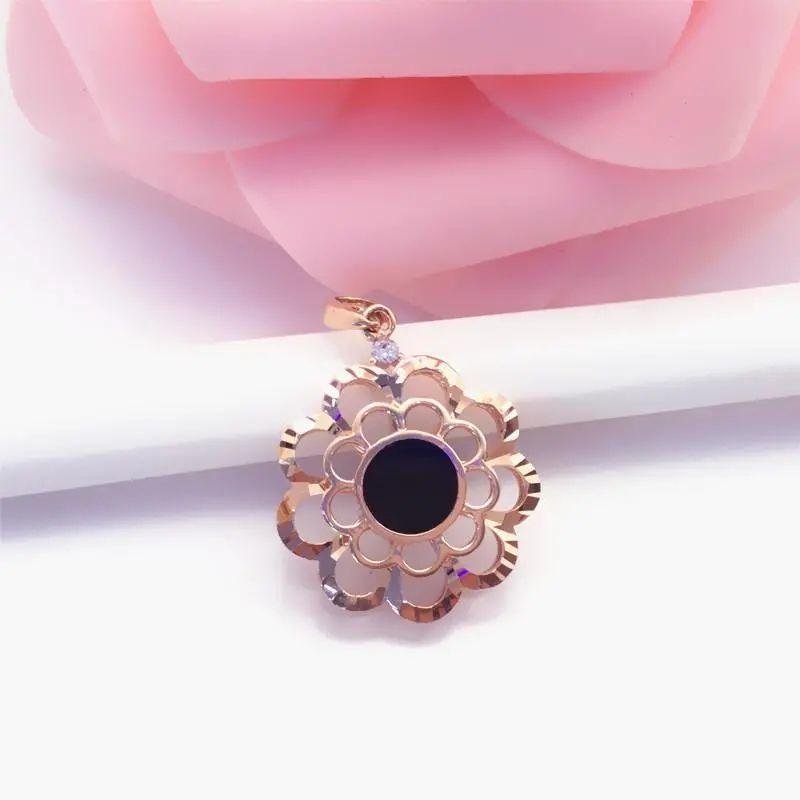 Purple Gold Shiny Hollowed-Out Flower Pendant, Simple High-End Temperament, Colored Gold-Plated Rose Gold Necklace.