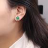 S925 Sterling Silver Green Chalcedony Egg-Shaped Earrings - Elegant, Retro, Versatile Women's Accessories for Mother's Day.